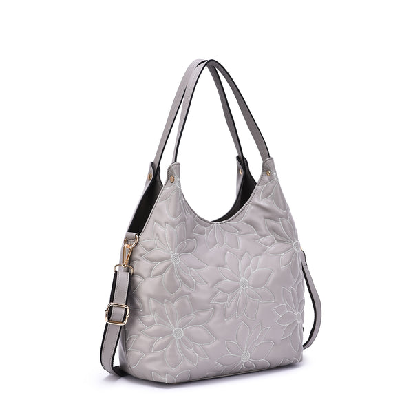 Jae Embossed Floral Patterned Hobo