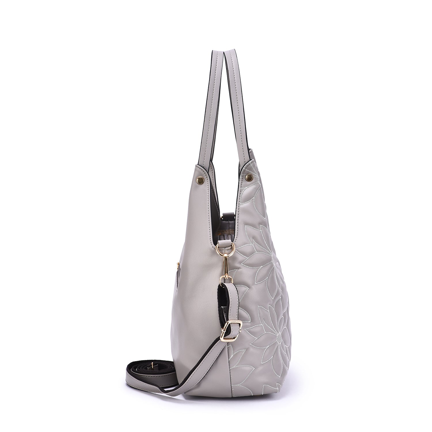 Jae Embossed Floral Patterned Hobo