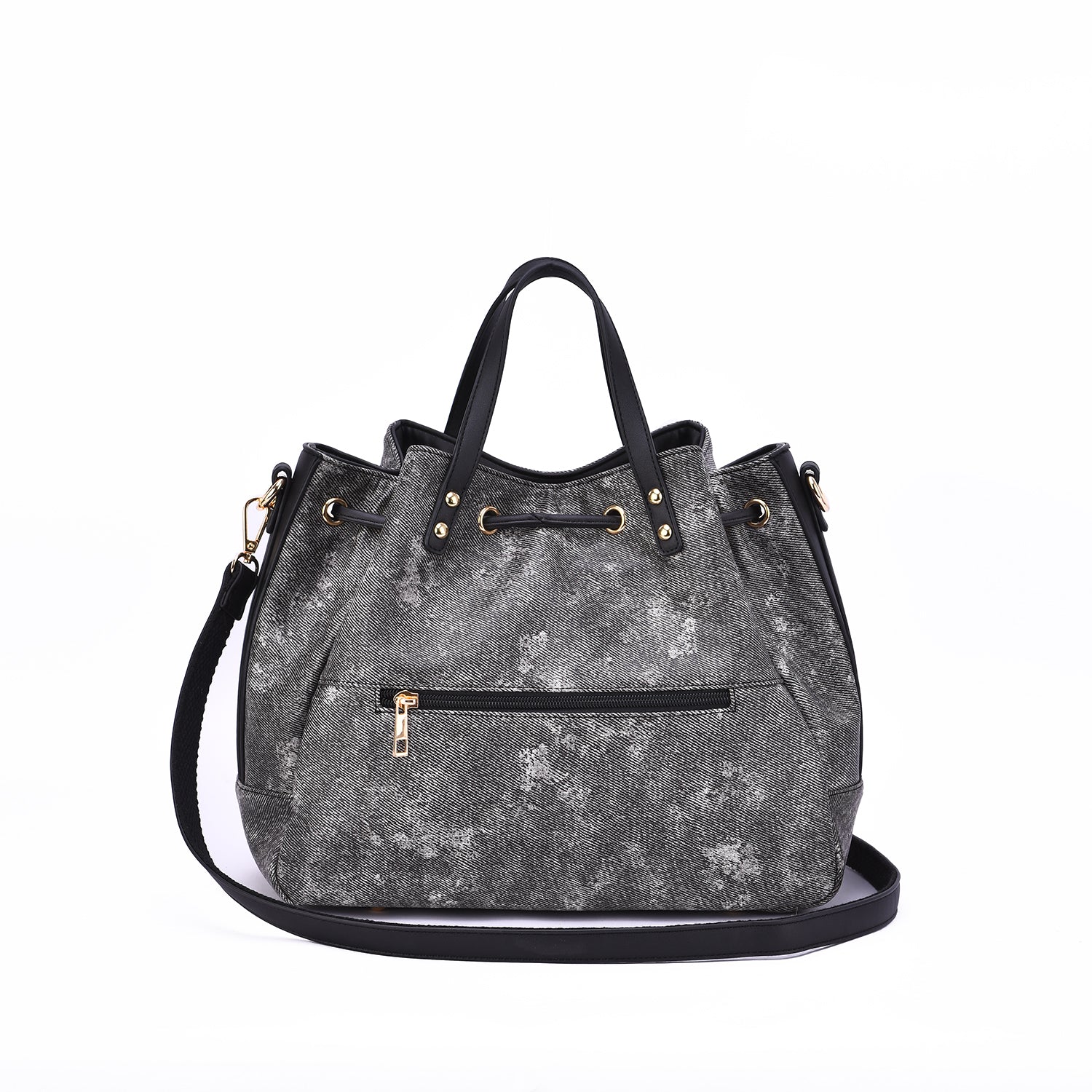 Octavir Denim Washed Drawstring Satchel