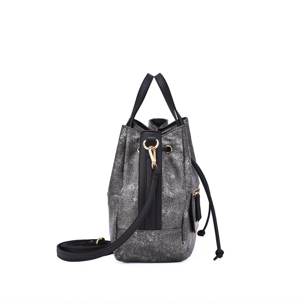 Octavir Denim Washed Drawstring Satchel