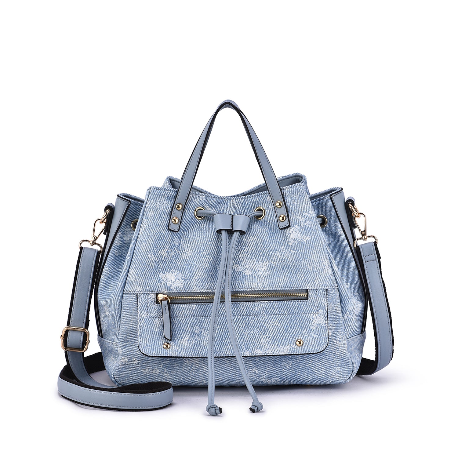 Octavir Denim Washed Drawstring Satchel
