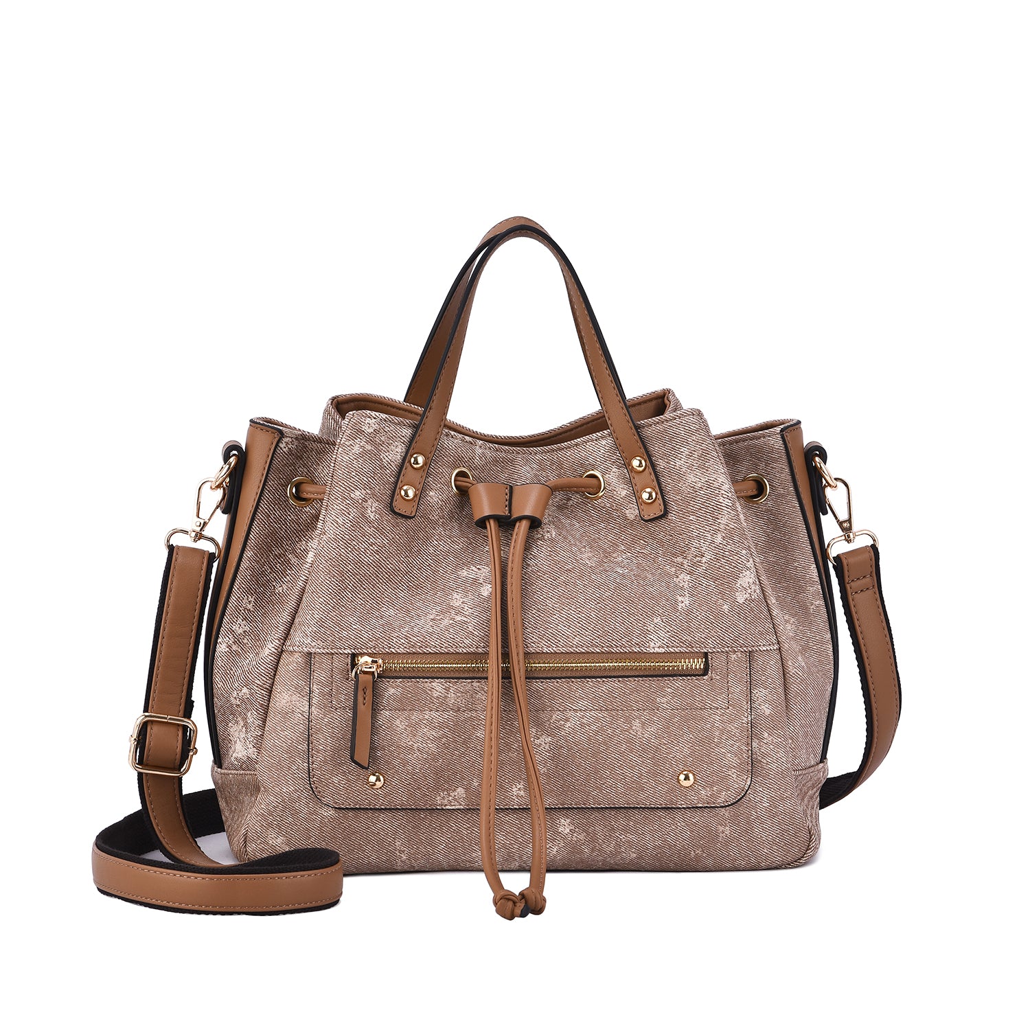 Octavir Denim Washed Drawstring Satchel