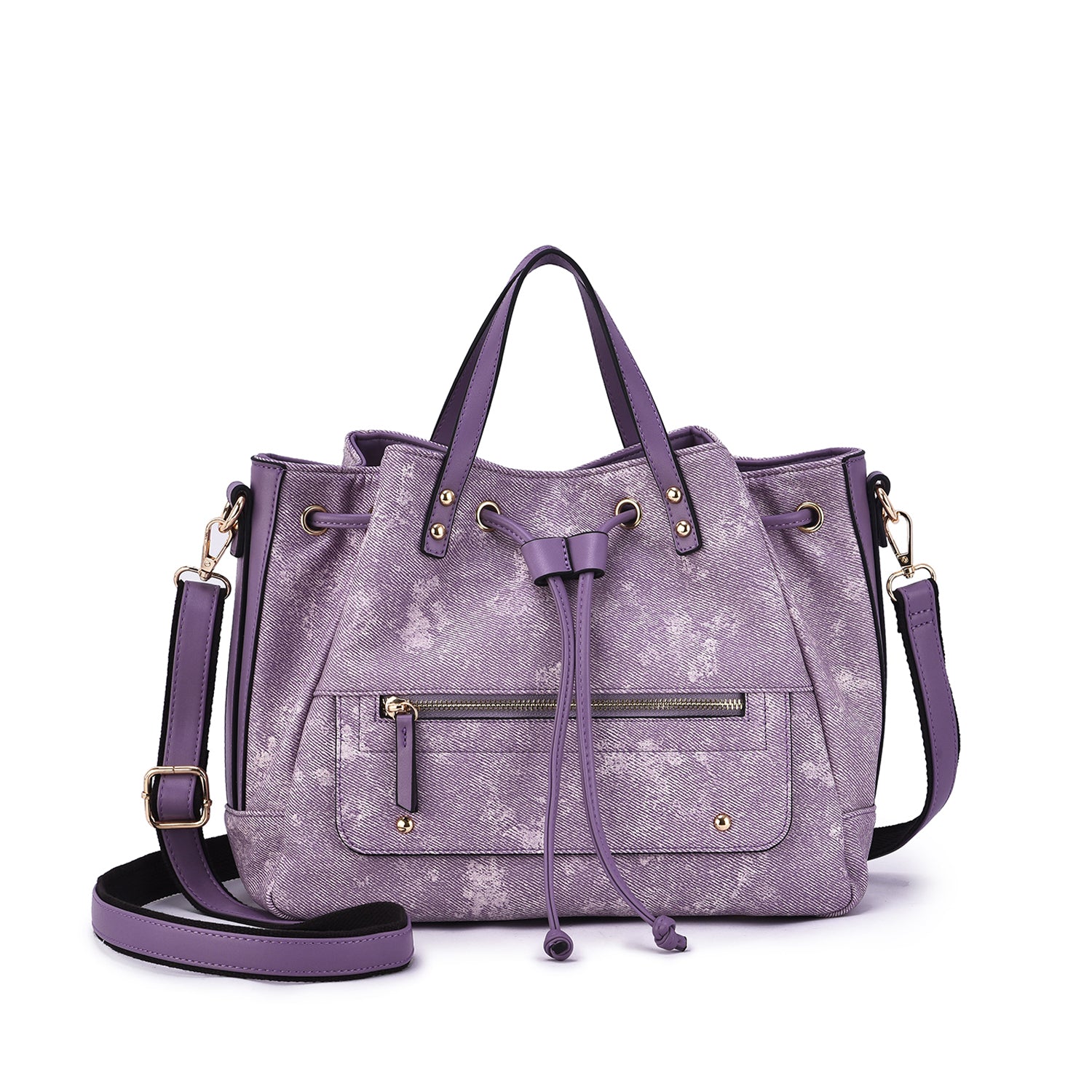 Octavir Denim Washed Drawstring Satchel