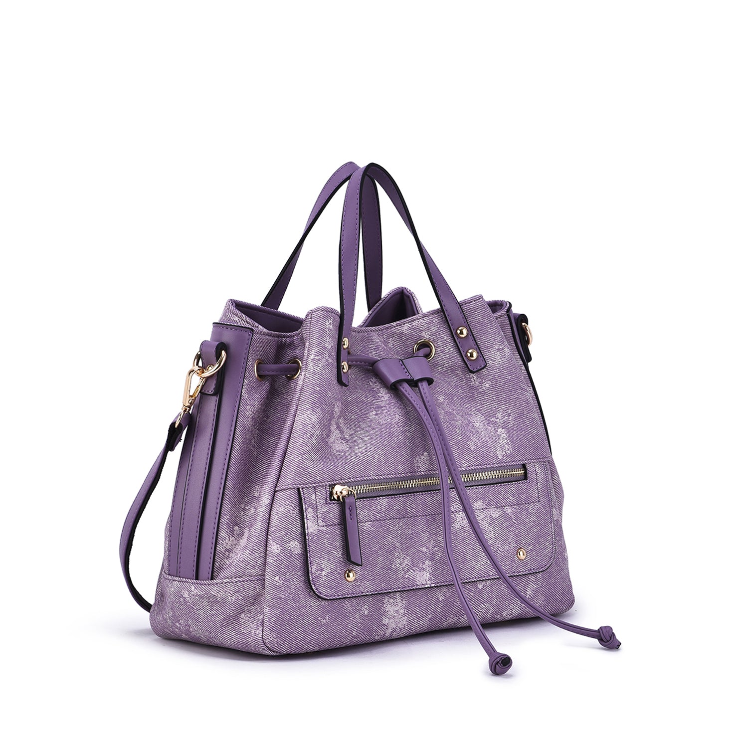 Octavir Denim Washed Drawstring Satchel
