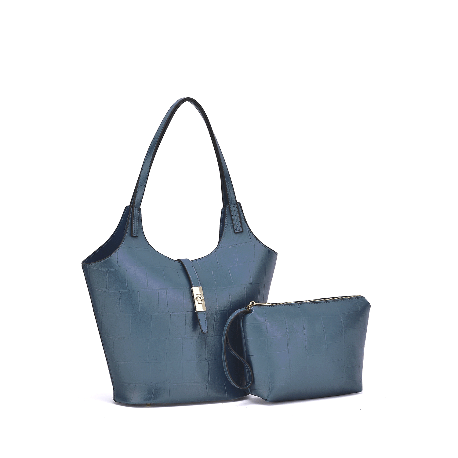 Clio 2-in-1 Croc Embossed Tote