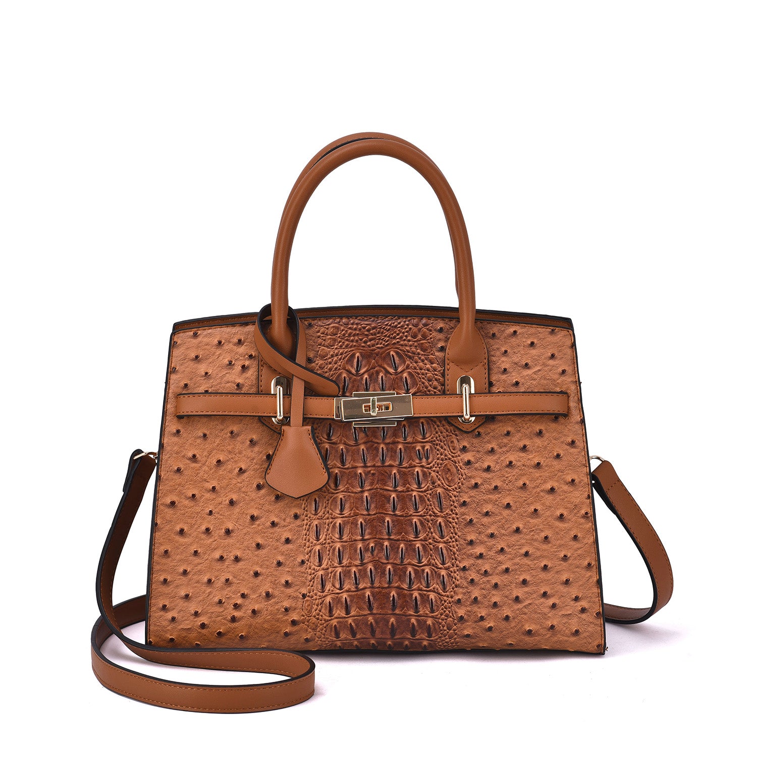 Virginia Ostrich Embossed Satchel - Mellow World 