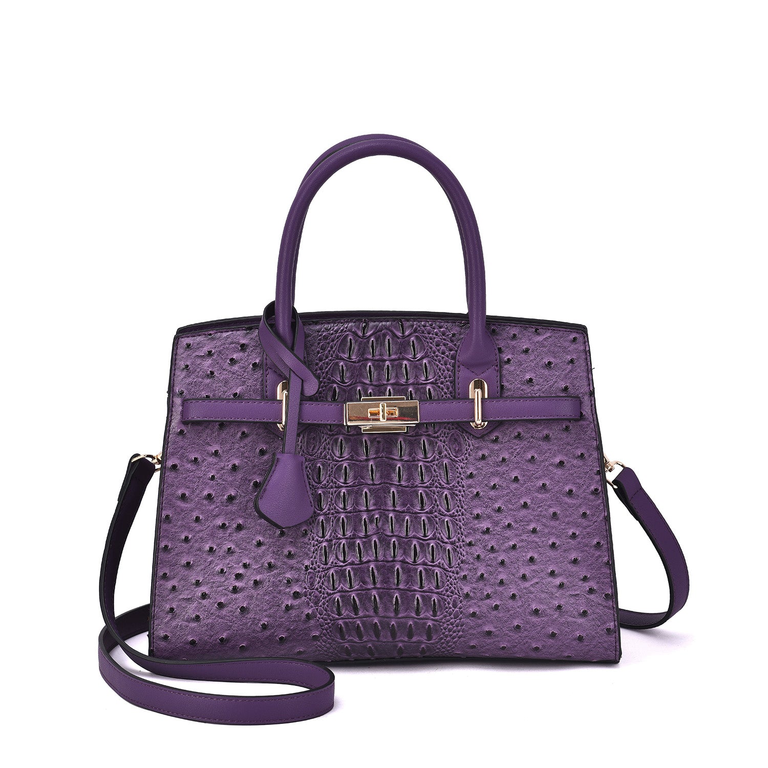 Virginia Ostrich Embossed Satchel - Mellow World 