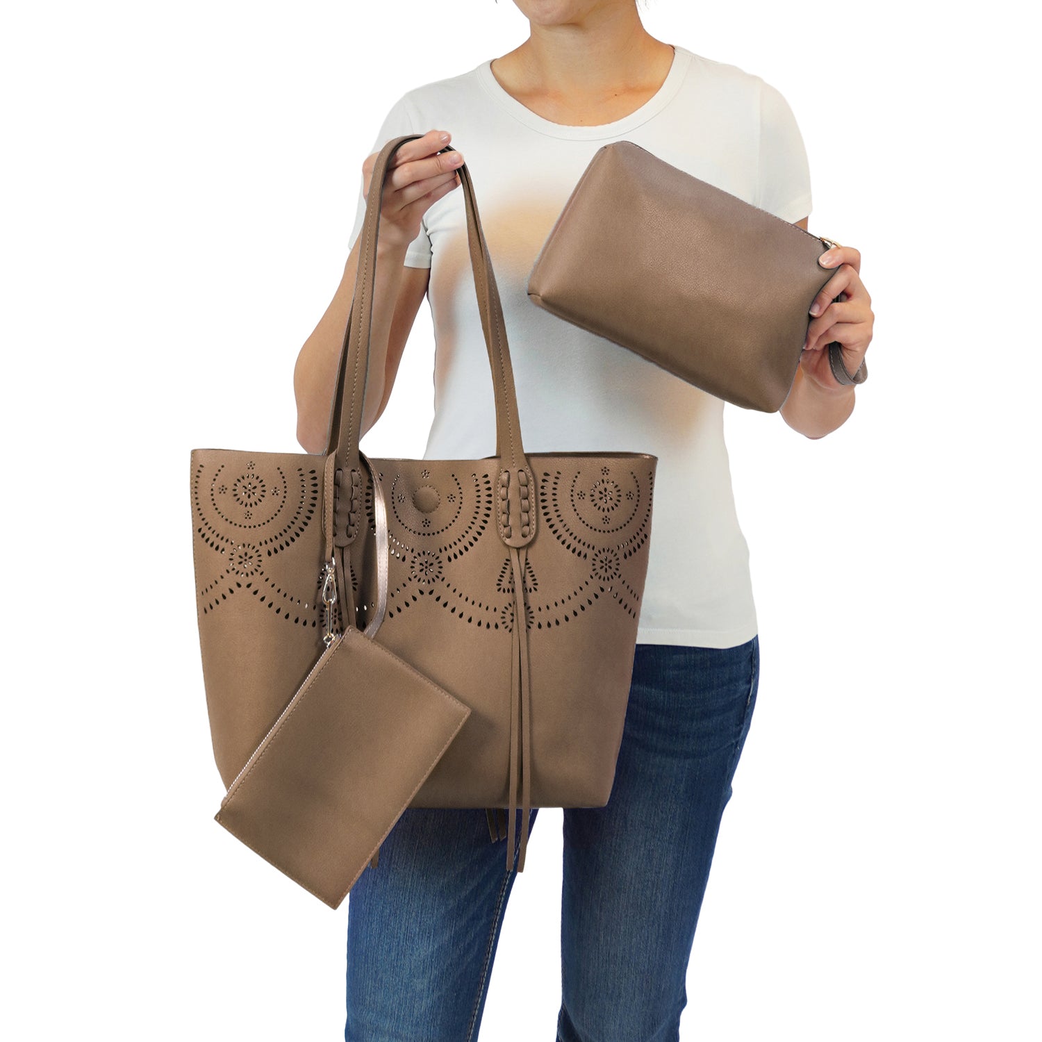 Camille Perforated 3-in-1 Tote - Mellow World 