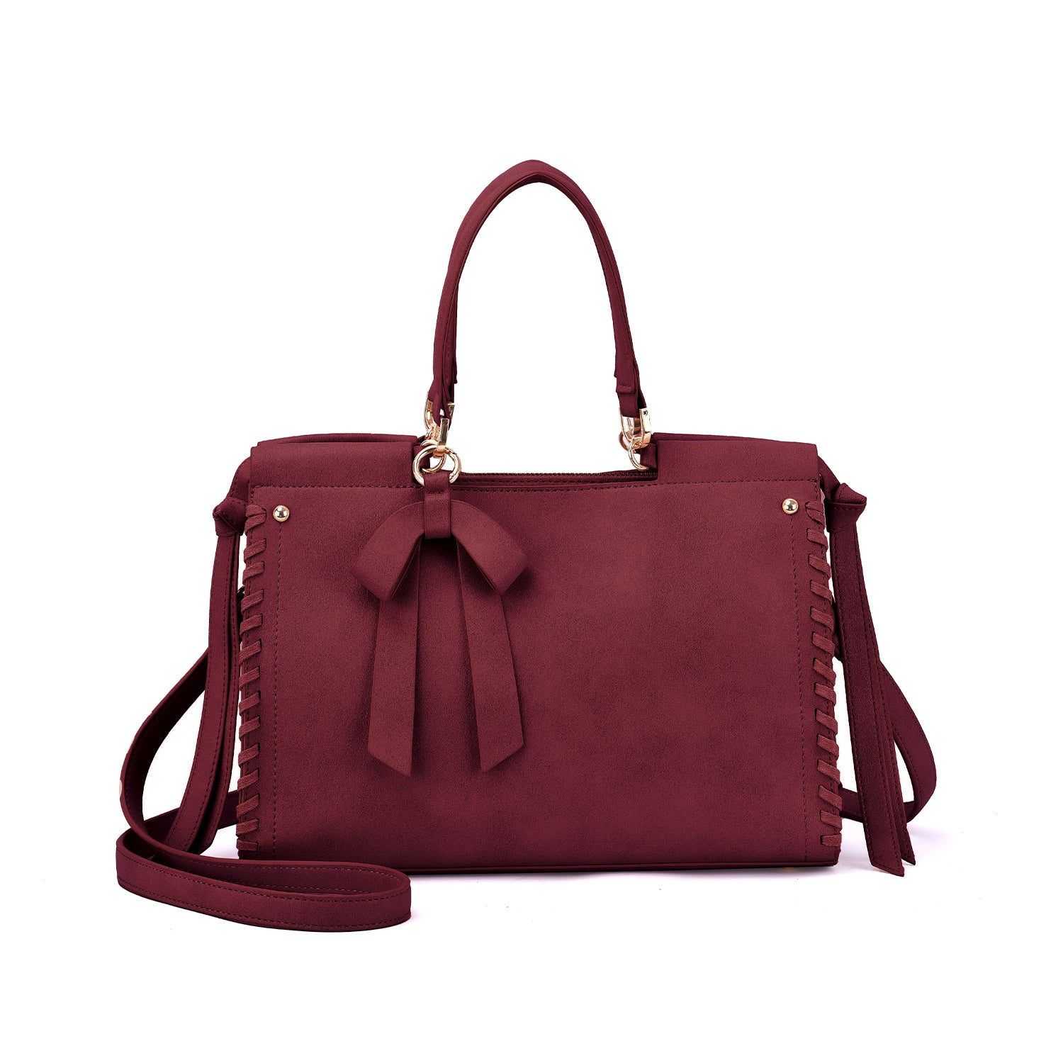 Cosette Satchel with Whipstitch Trim