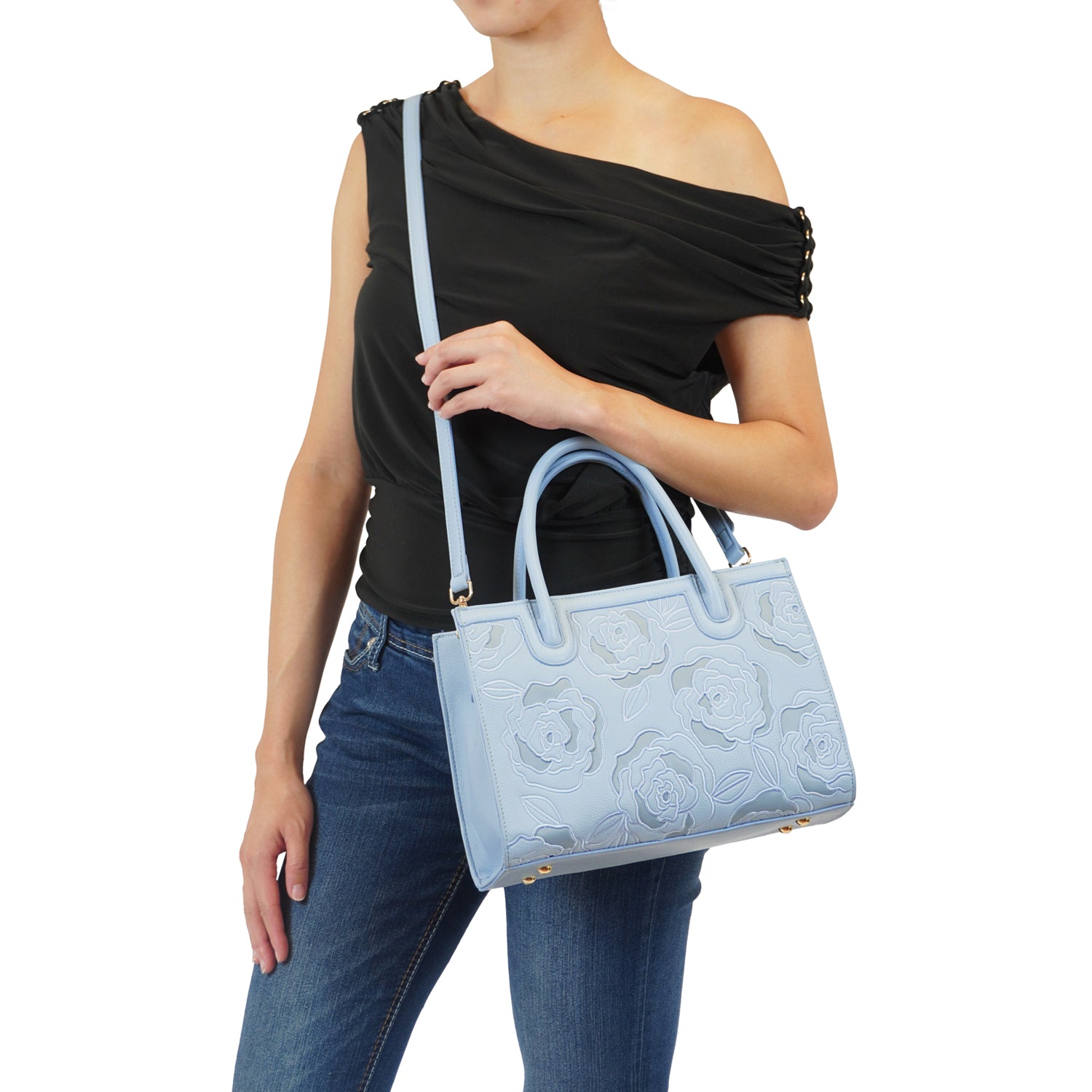 Darla Embossed Floral Structured Handbag - Mellow World 