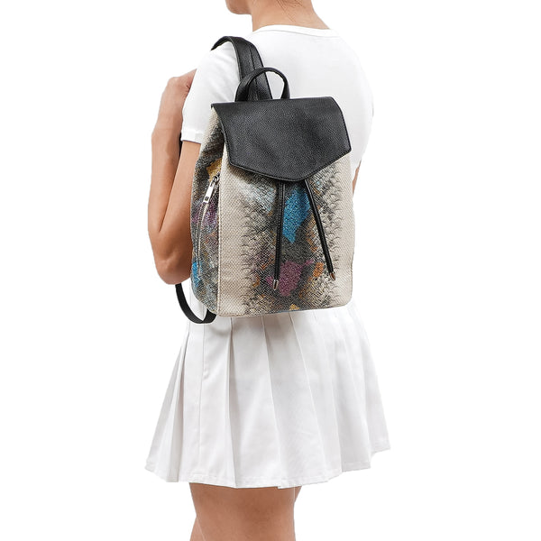 Karai Snakeskin Embossed Backpack. - Mellow World 