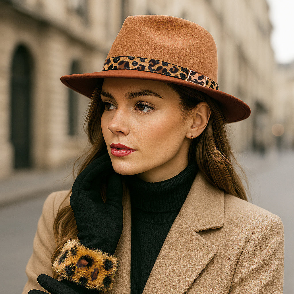 Women's Gradient Hat With Leopard Belt Band
