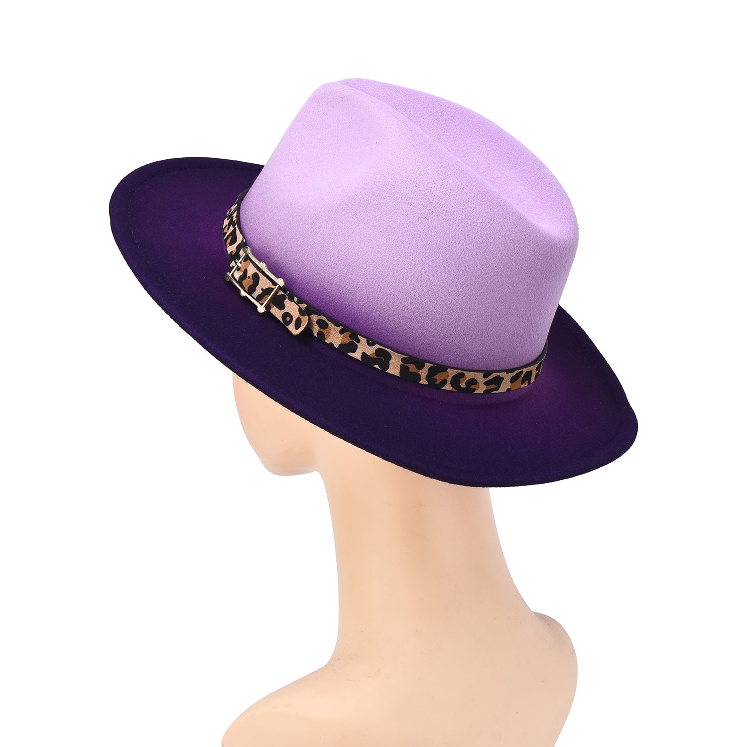 Women's Gradient Hat With Leopard Belt Band