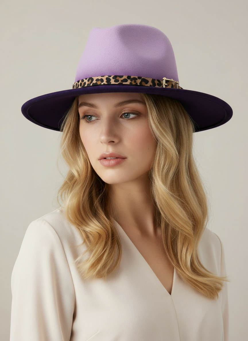 Women's Gradient Hat With Leopard Belt Band