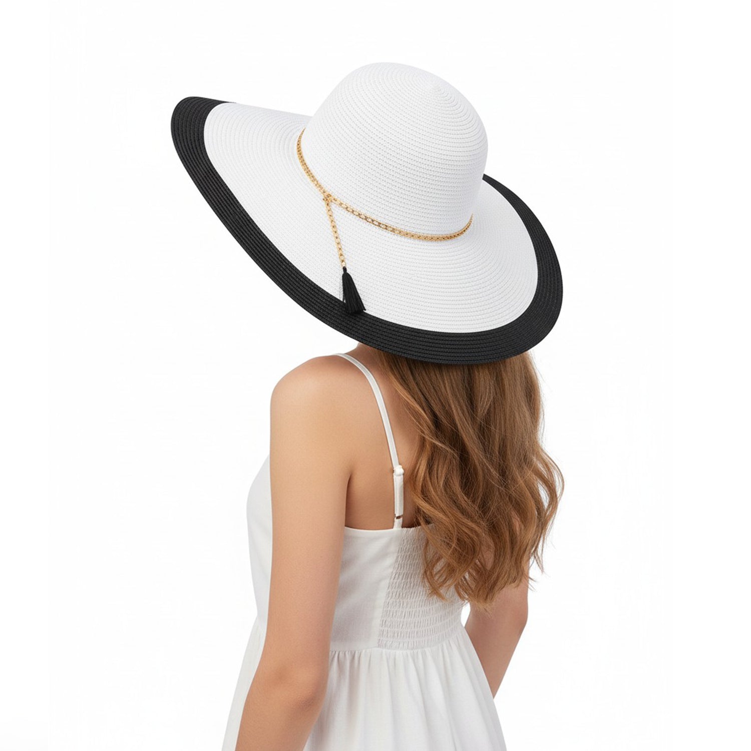 Women's Wide Brim Sun Hat With Tassel - Mellow World 
