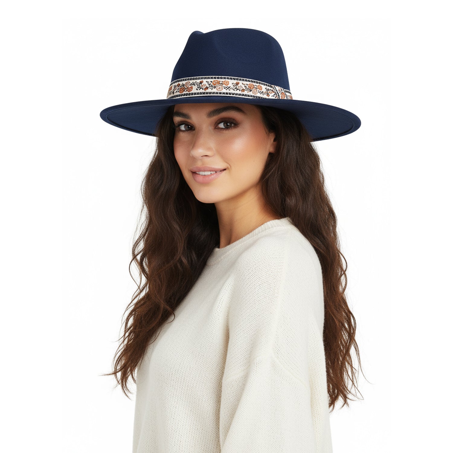 Women's Felt Hat With Floral Embroidery Band - Mellow World 