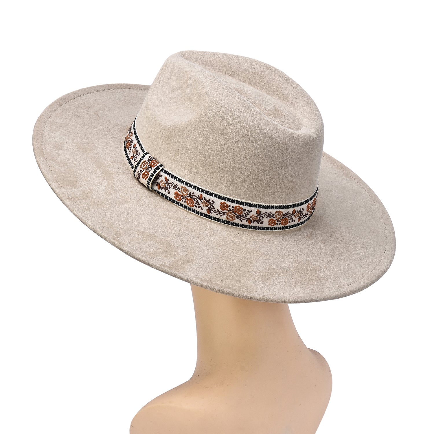 Women's Felt Hat With Floral Embroidery Band - Mellow World 