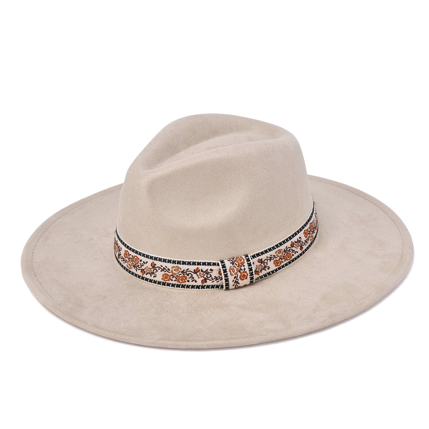 Women's Felt Hat With Floral Embroidery Band - Mellow World 