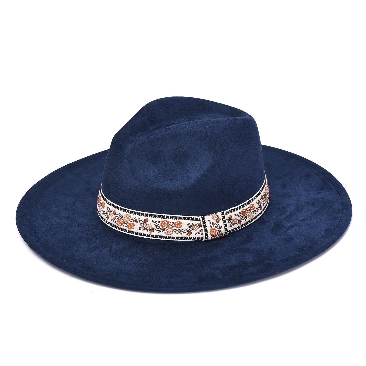 Women's Felt Hat With Floral Embroidery Band - Mellow World 
