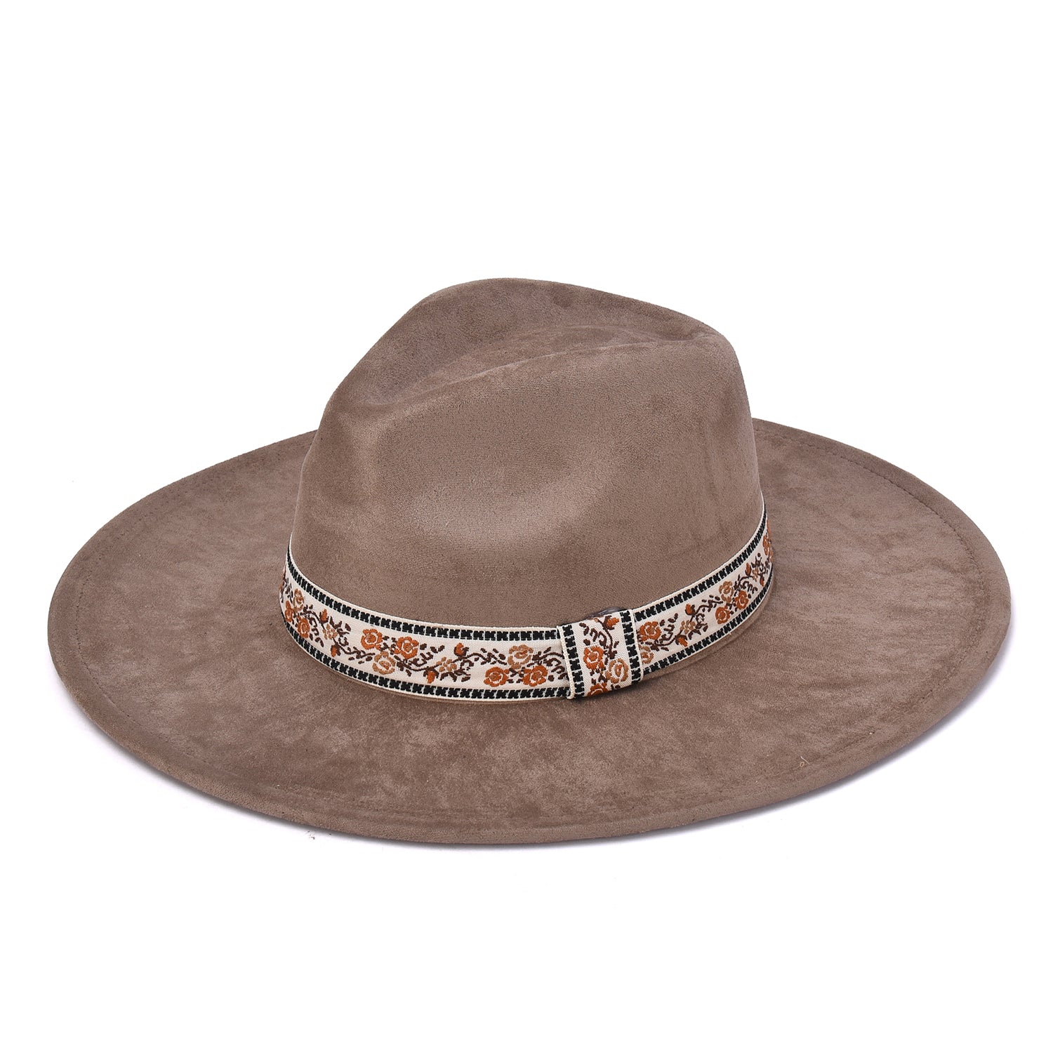 Women's Felt Hat With Floral Embroidery Band - Mellow World 