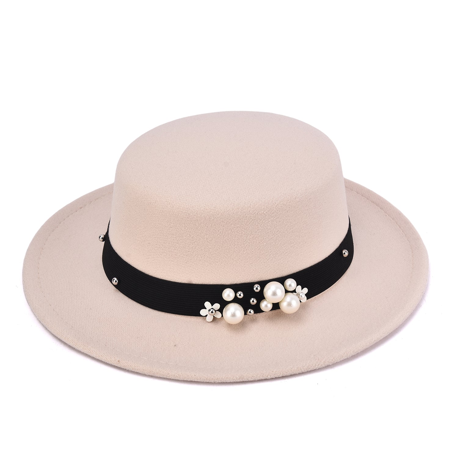 Women's Simulated Pearl Band Felt Hat - Mellow World 