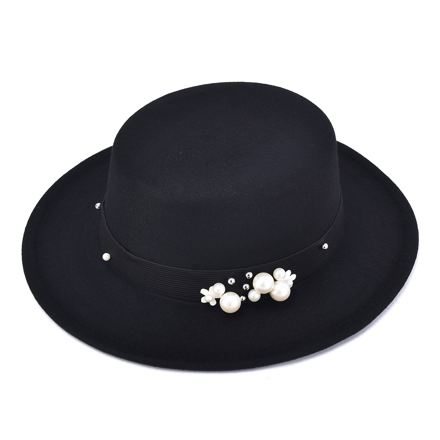Women's Simulated Pearl Band Felt Hat - Mellow World 
