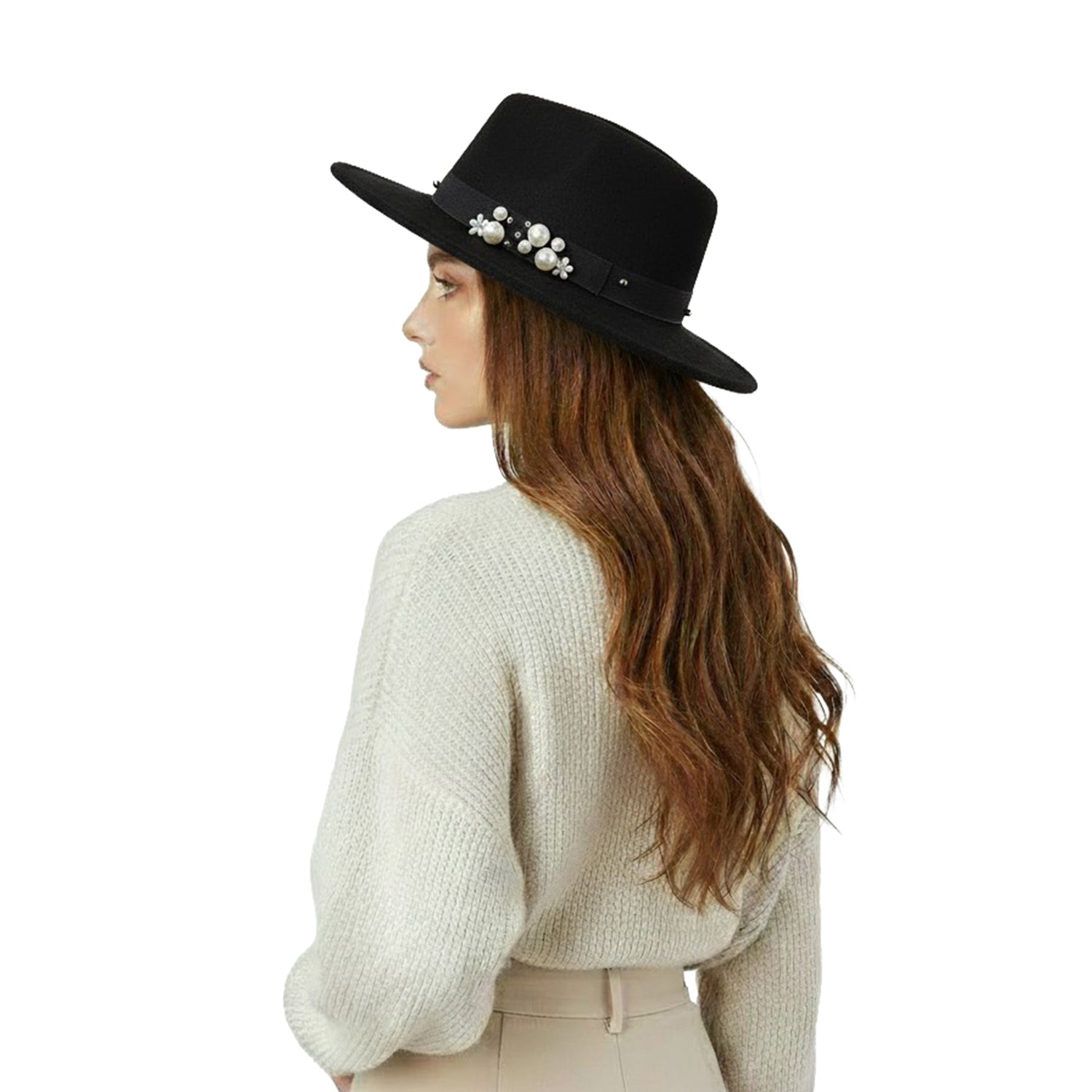 Women's Simulated Pearl Band Felt Hat - Mellow World 