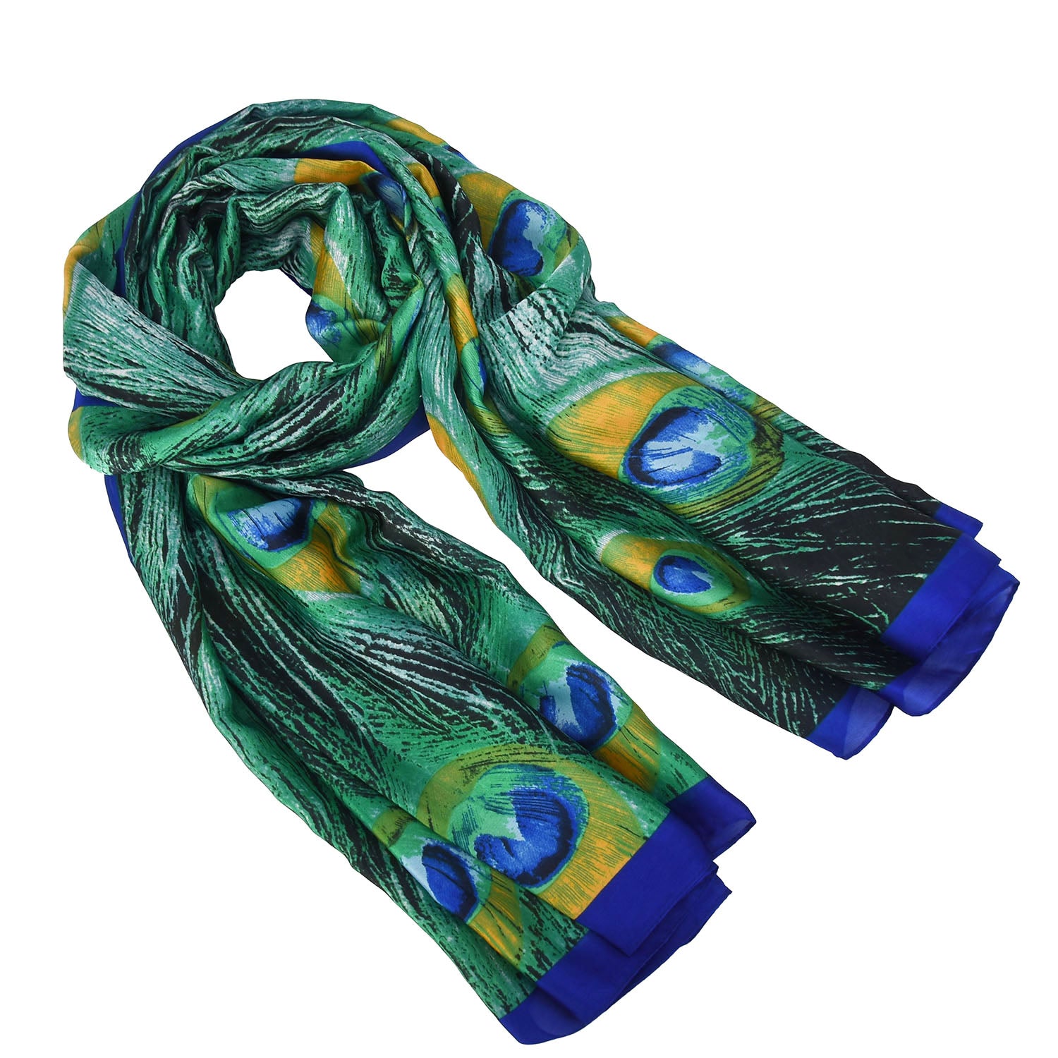 Women's Peacock Feather Pattern Wrap Scarf - Mellow World 