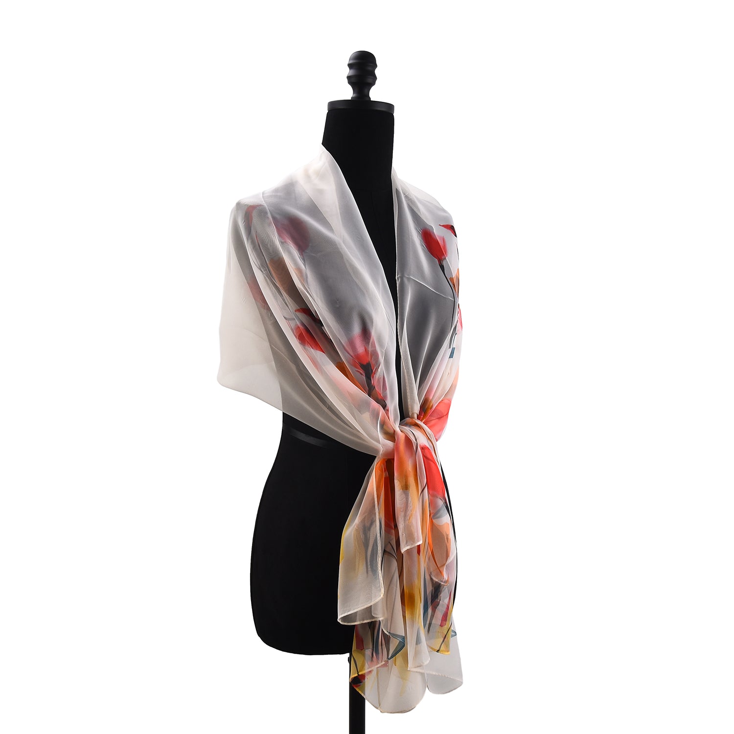 Women's Floral Chiffon Wrap Scarf - Mellow World 