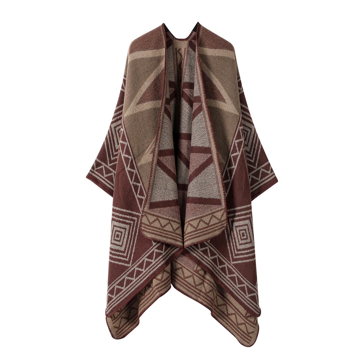 Women's Geometric Open-Front Shawl