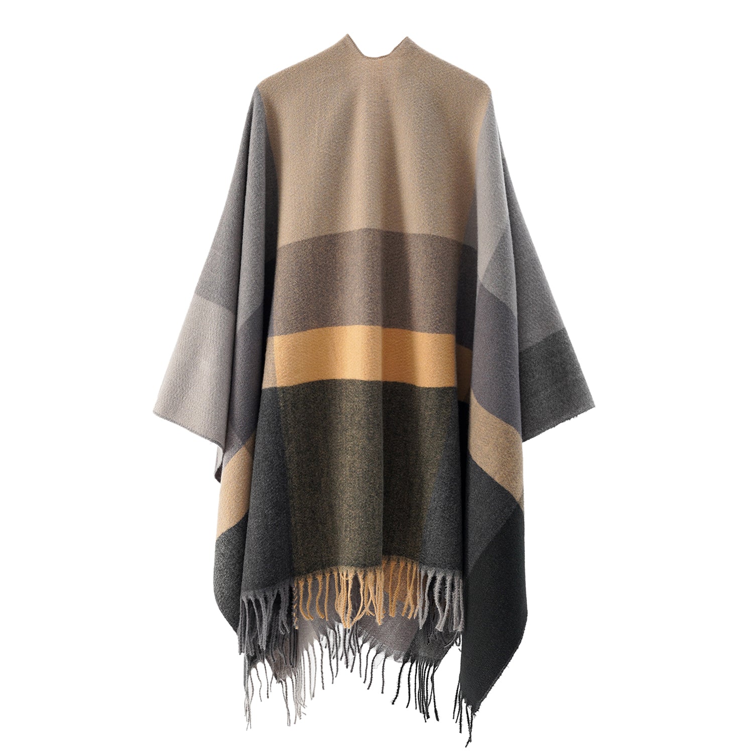 Women's Fringed Color Block Shawl - Mellow World 