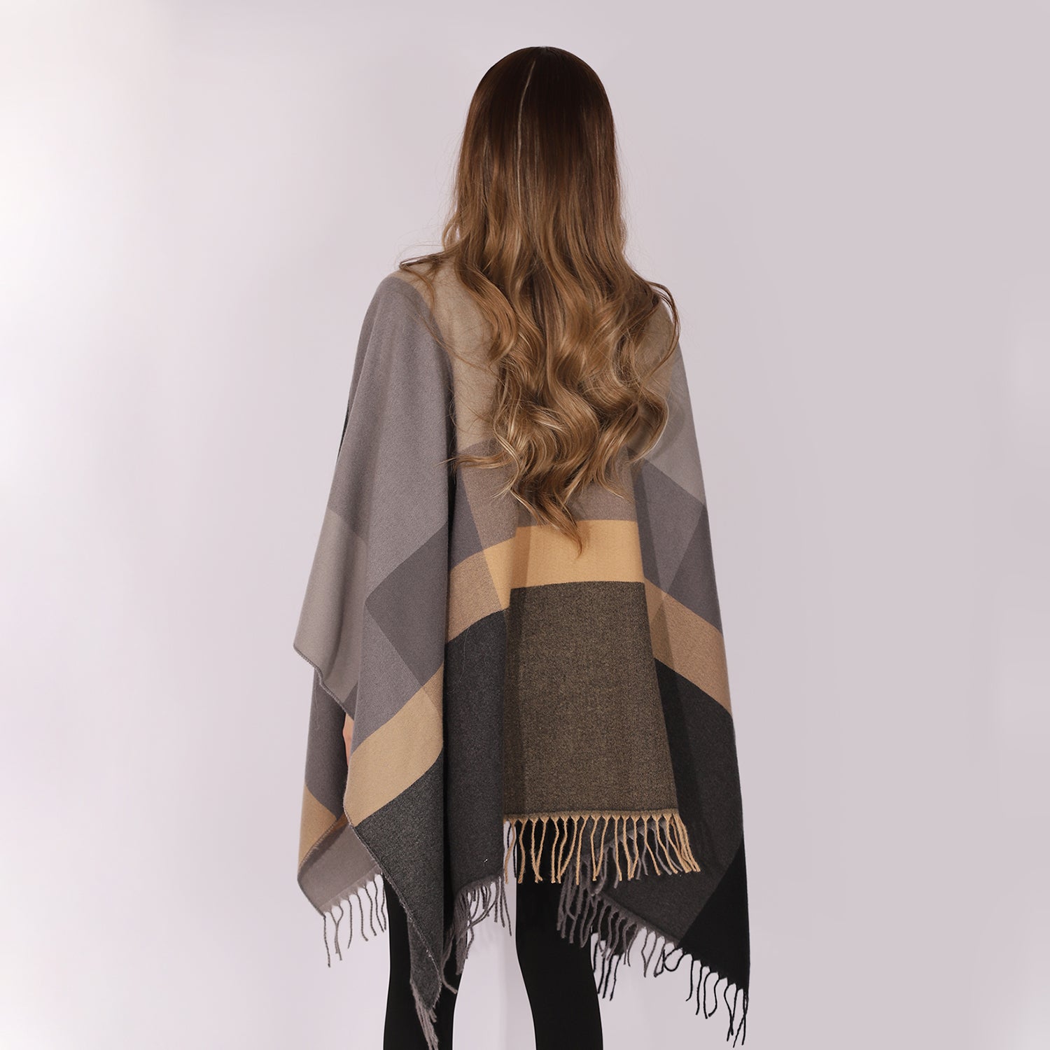 Women's Fringed Color Block Shawl - Mellow World 