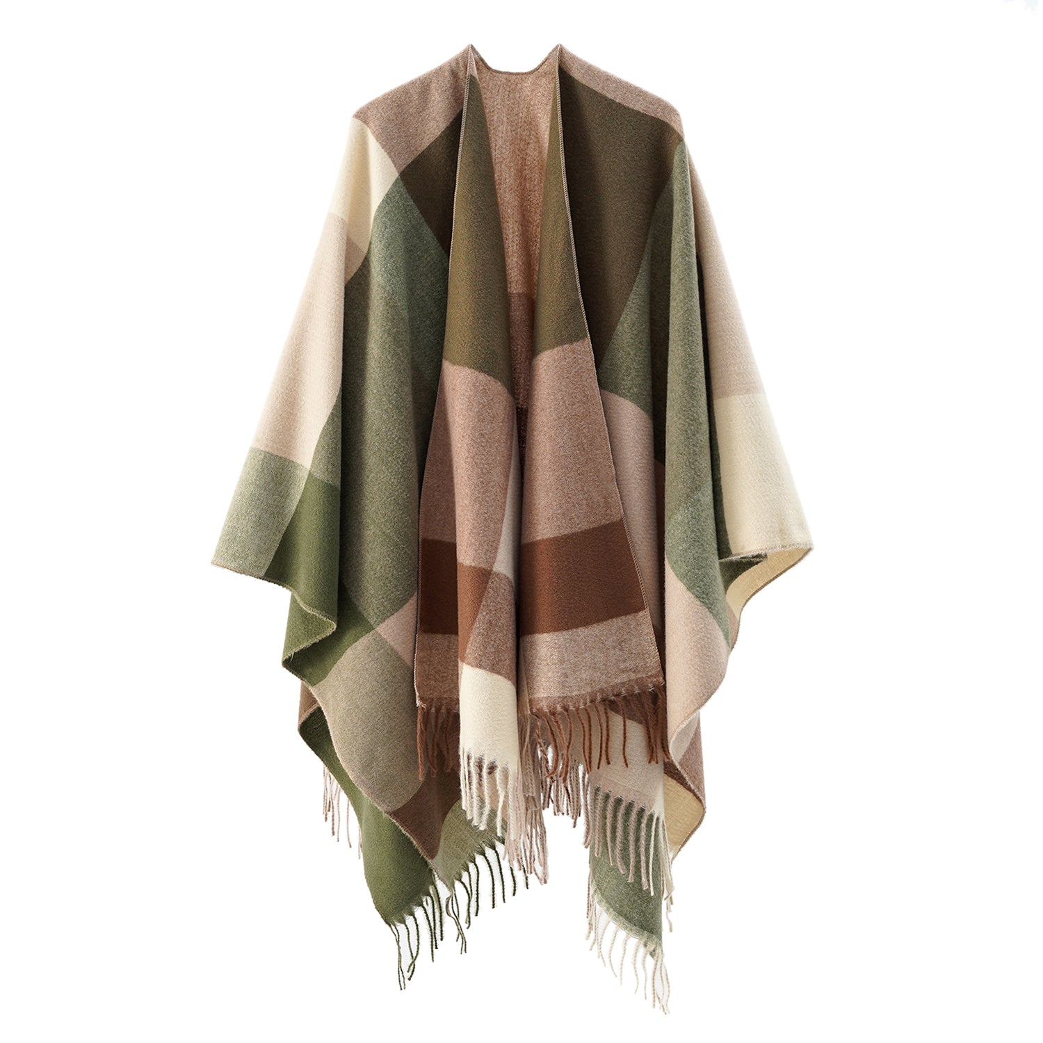 Women's Fringed Color Block Shawl - Mellow World 