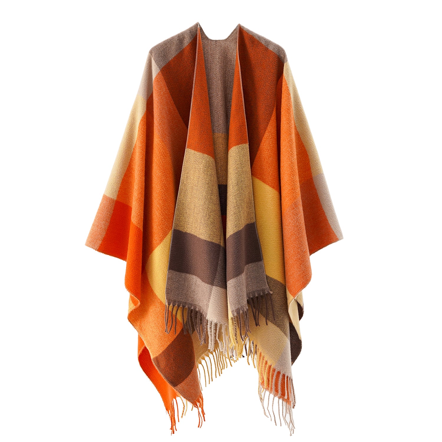 Women's Fringed Color Block Shawl - Mellow World 