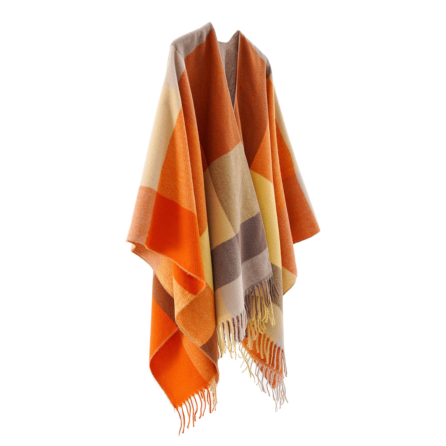 Women's Fringed Color Block Shawl - Mellow World 