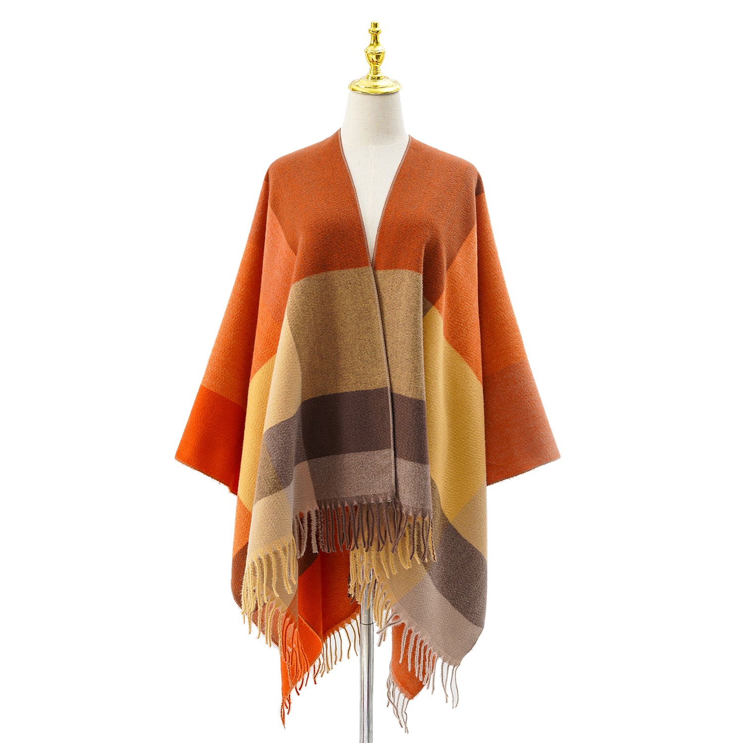 Women's Fringed Color Block Shawl - Mellow World 