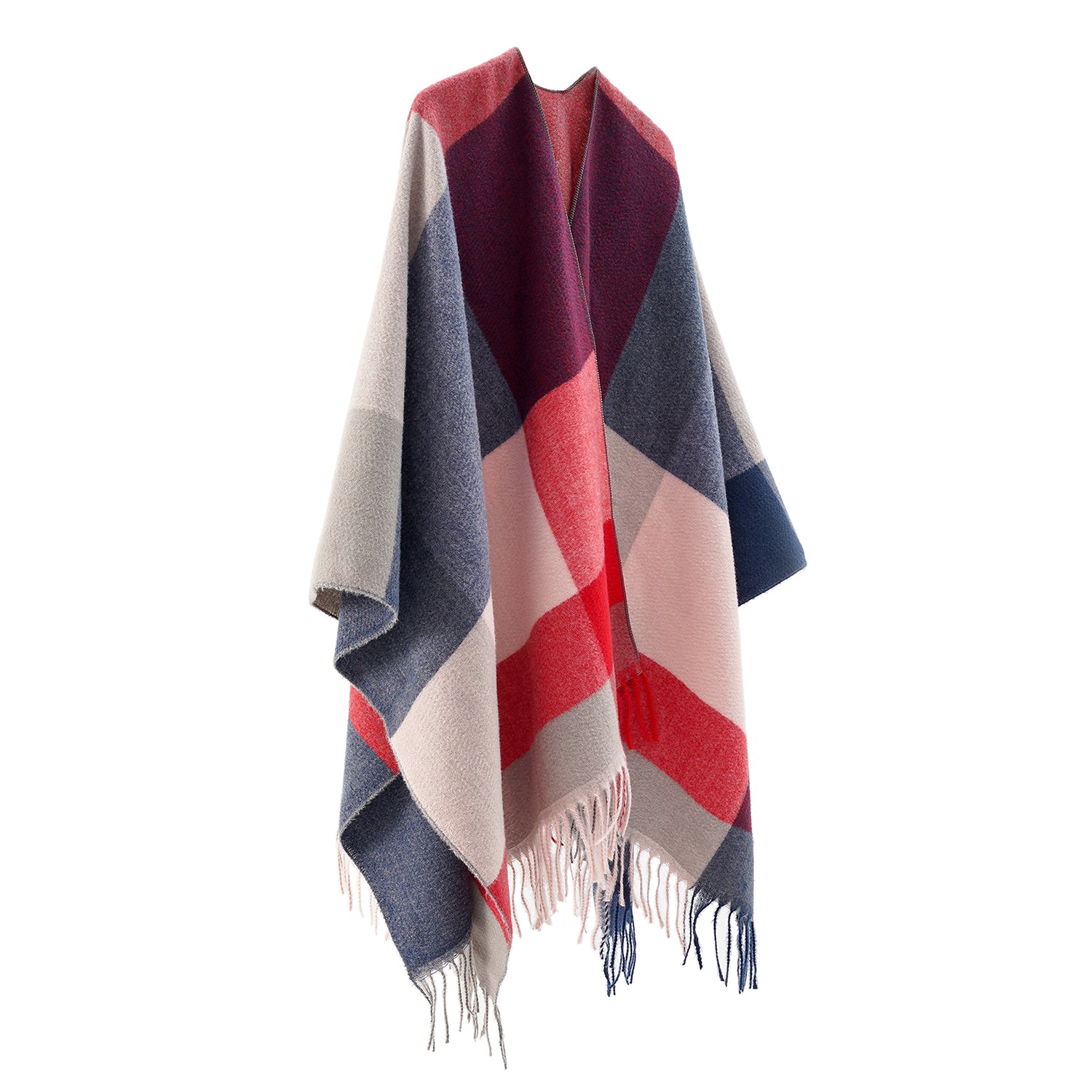 Women's Fringed Color Block Shawl - Mellow World 
