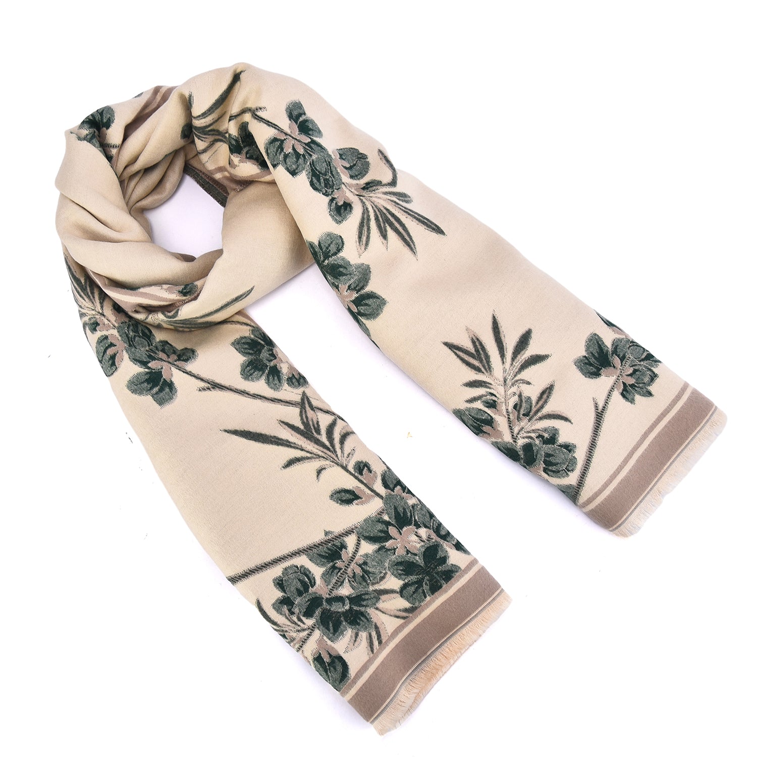Women's Floral Wrap Scarf With Fringe Trim - Mellow World 