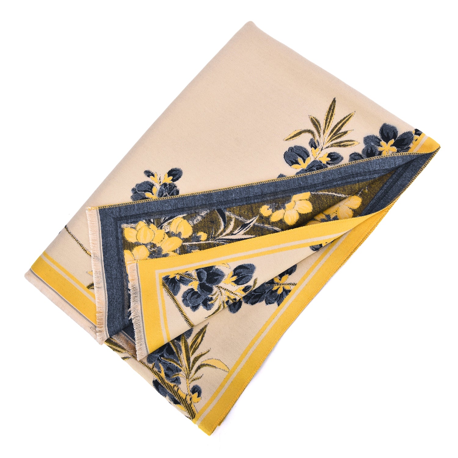 Women's Floral Wrap Scarf With Fringe Trim - Mellow World 