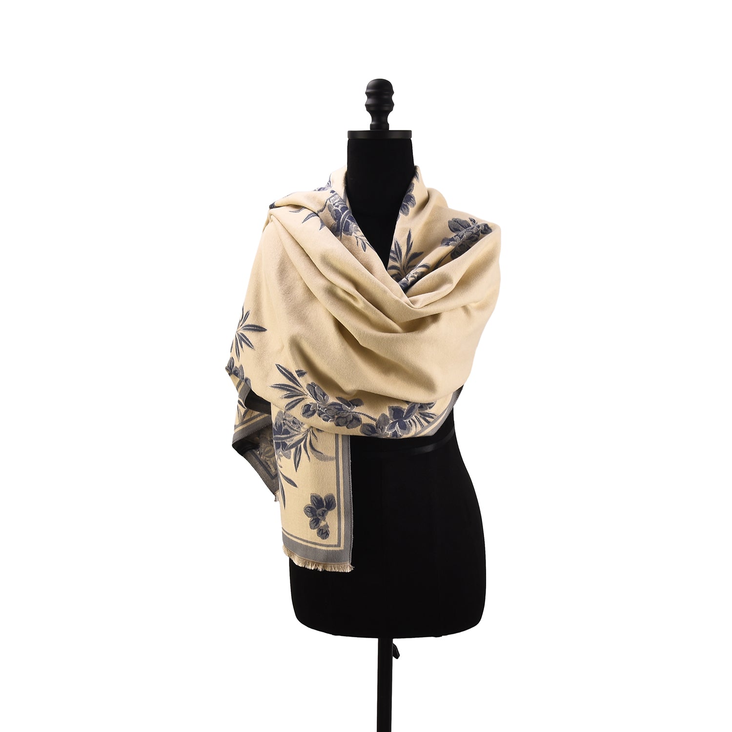 Women's Floral Wrap Scarf With Fringe Trim - Mellow World 