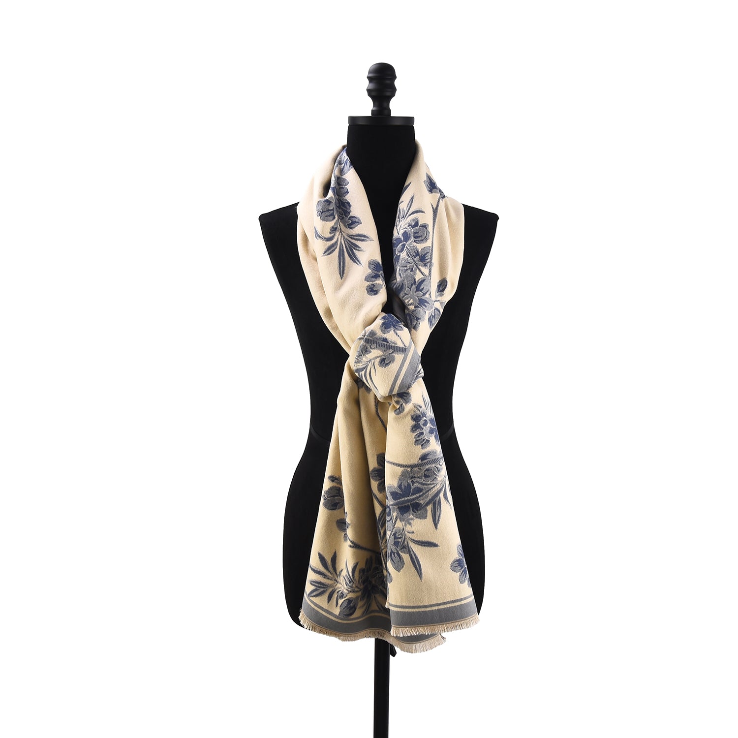 Women's Floral Wrap Scarf With Fringe Trim - Mellow World 