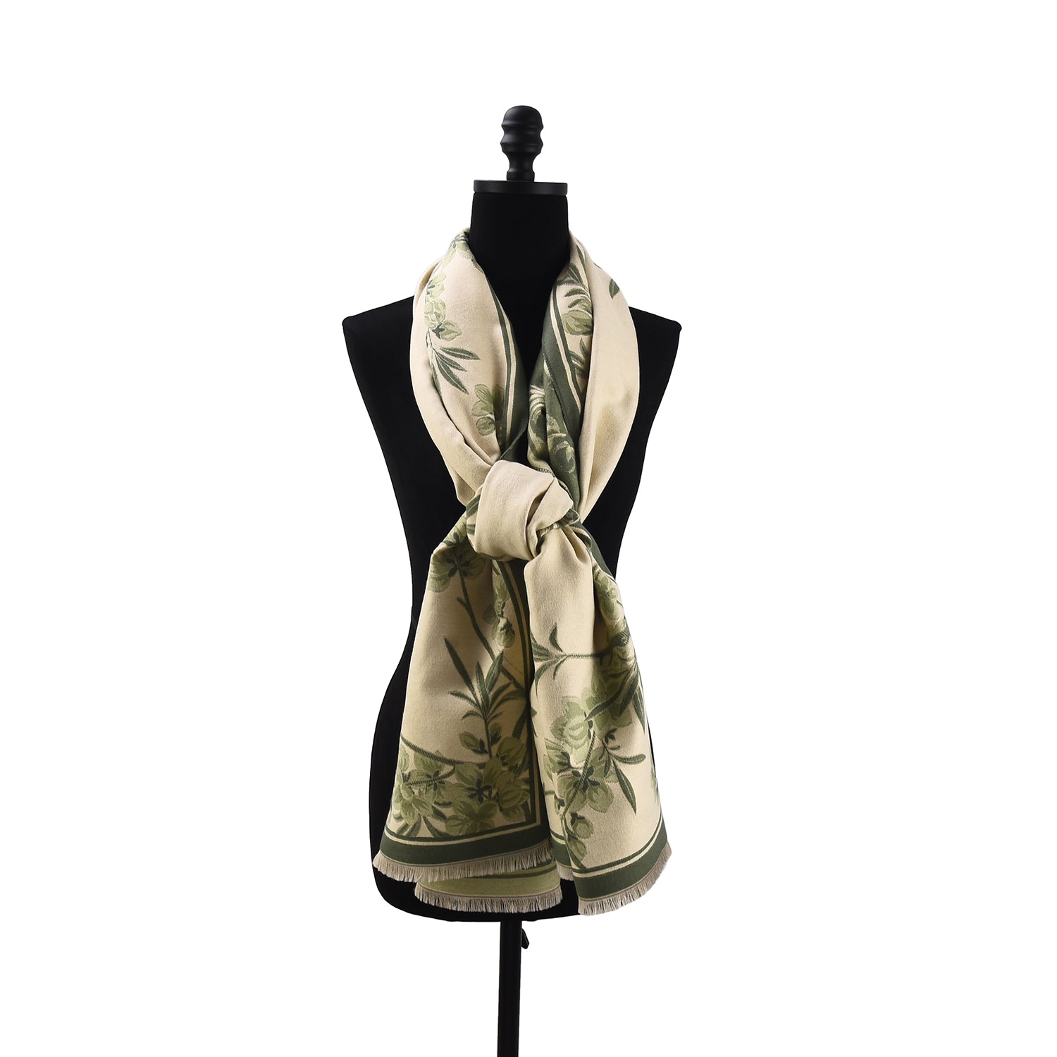 Women's Floral Wrap Scarf With Fringe Trim - Mellow World 