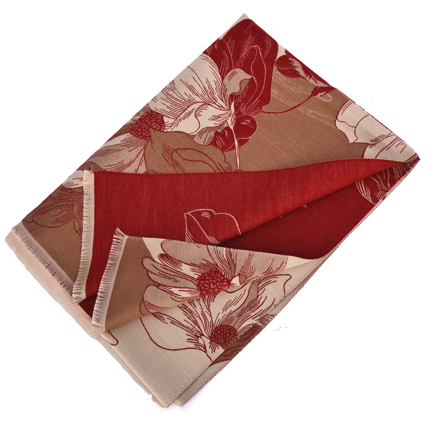 Women's Reversible Floral Print Wrap With Fringe - Mellow World 
