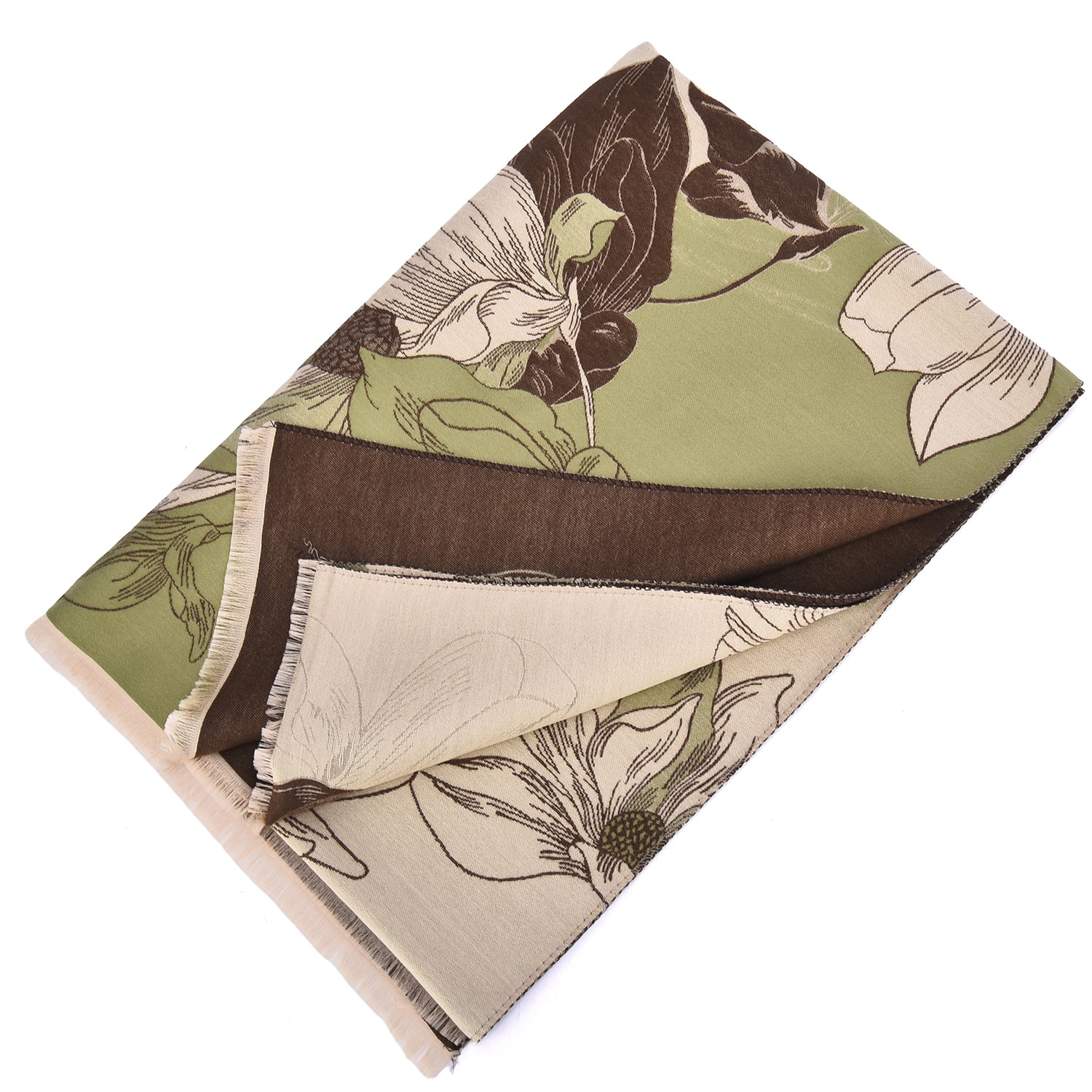 Women's Reversible Floral Print Wrap With Fringe - Mellow World 