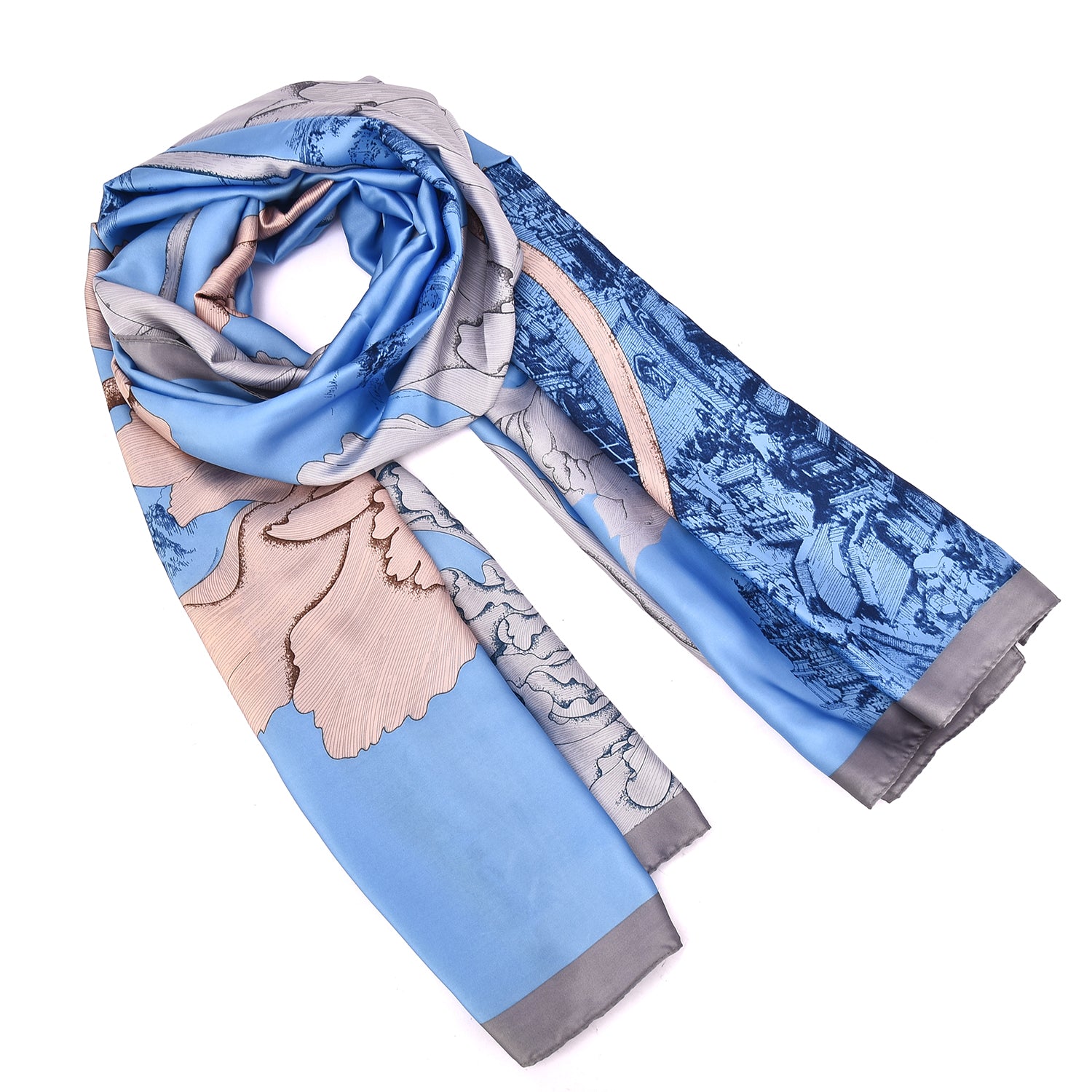 Women's Floral Printed Satin Wrap Scarf - Mellow World 