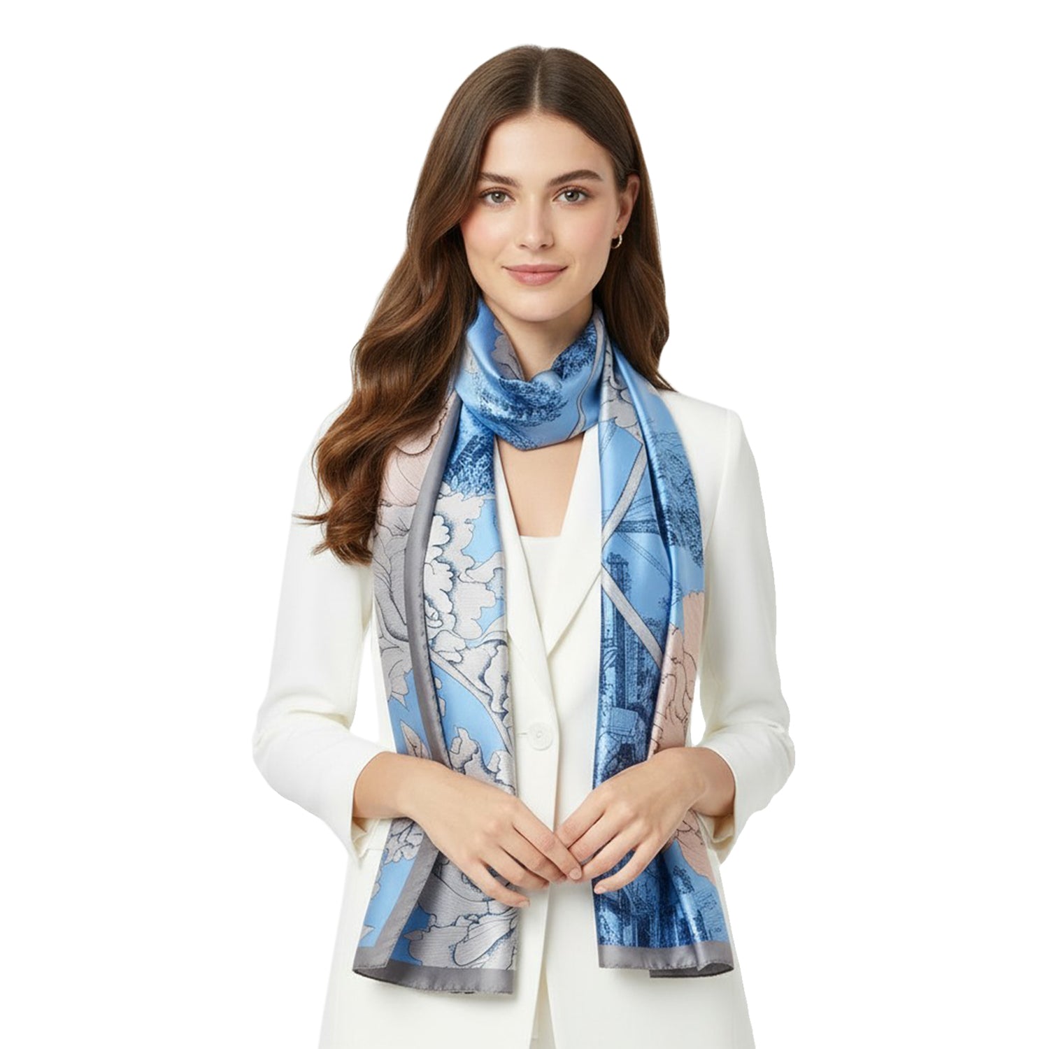 Women's Floral Printed Satin Wrap Scarf - Mellow World 