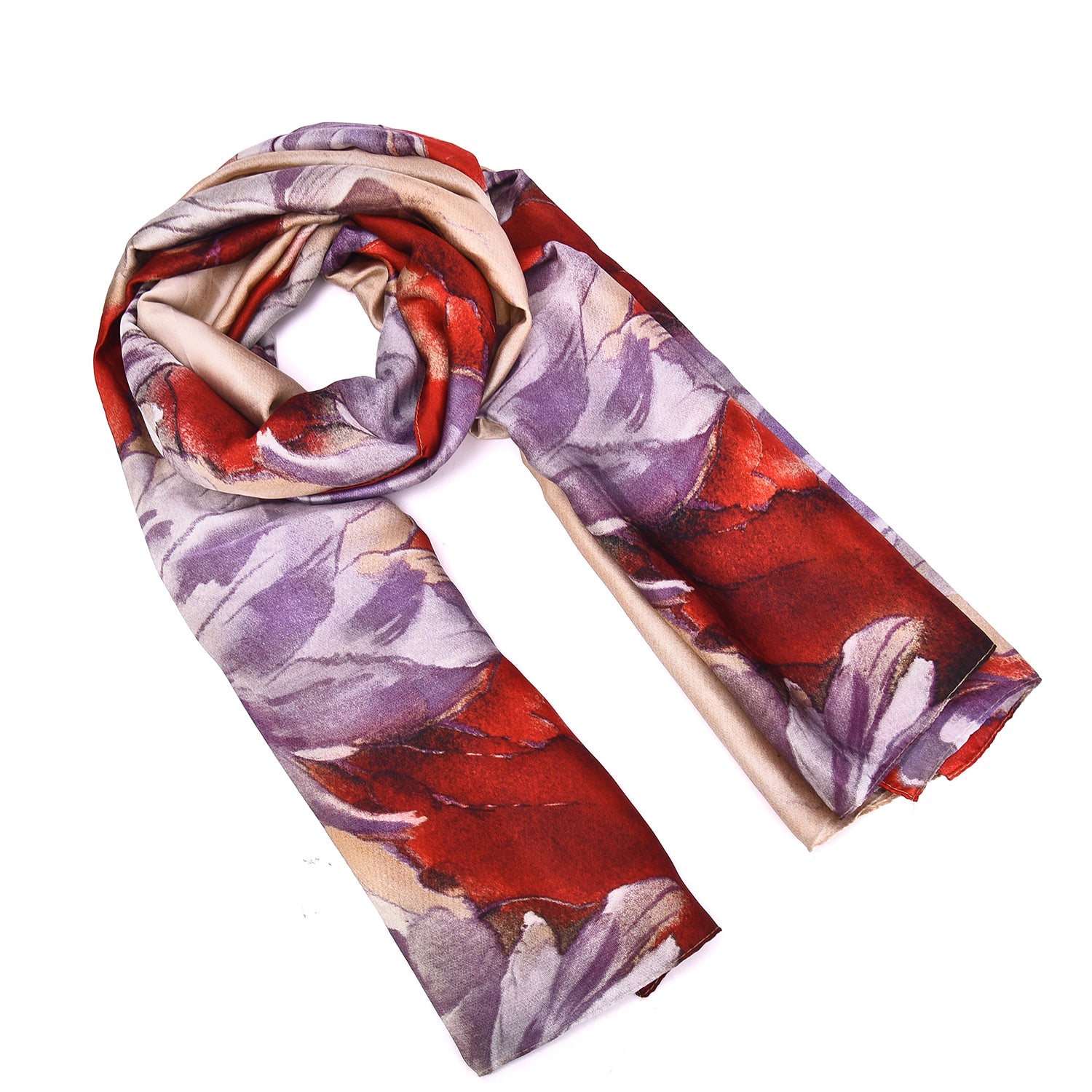 Women's Floral Printed Satin Wrap Scarf - Mellow World 