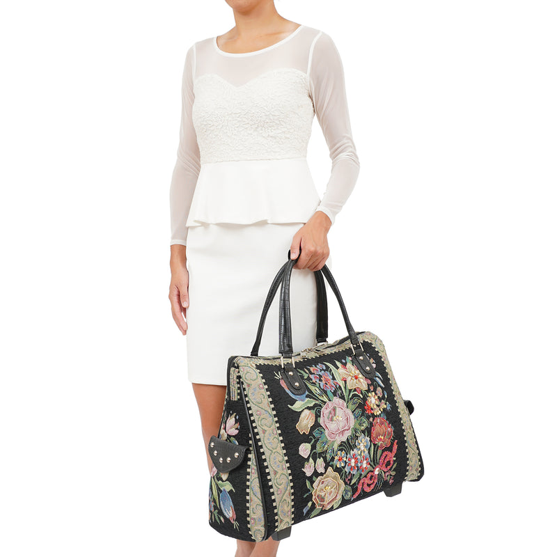 Flower Shop Hand Beaded Rolling Tote - Mellow World 