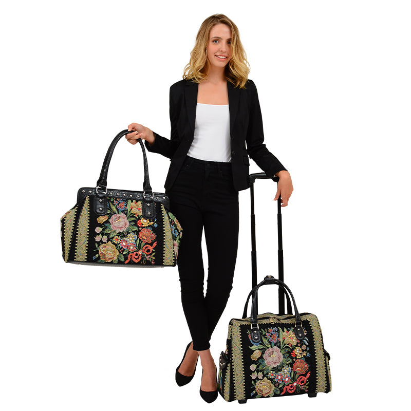 Flower Shop Hand Beaded Rolling Tote Mellow World