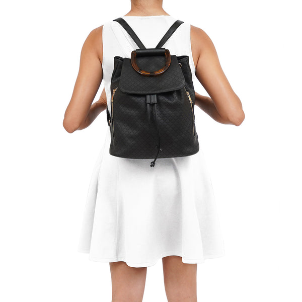 Jordana Quilted Tortoise Black Backpack